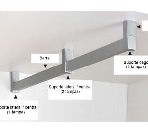 Varão de Roupeiro e Suportes Retangulares