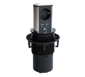 Bloco de tomadas para balcão Elevator - 1 SCHUKO + 2 USB