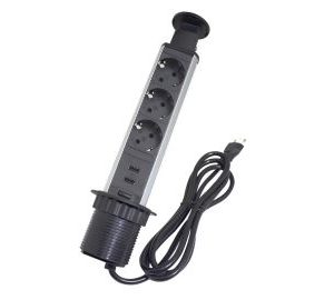 Bloco de tomadas para balcão Häfele 105S - 3 SCHUKO + 2 USB
