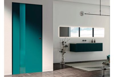 Estrutura metálica porta de correr New Space gesso cartonado Dierre